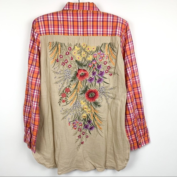 Aratta Tops - NWT Aratta Masterpiece Plaid Bird Embroidery Shirt